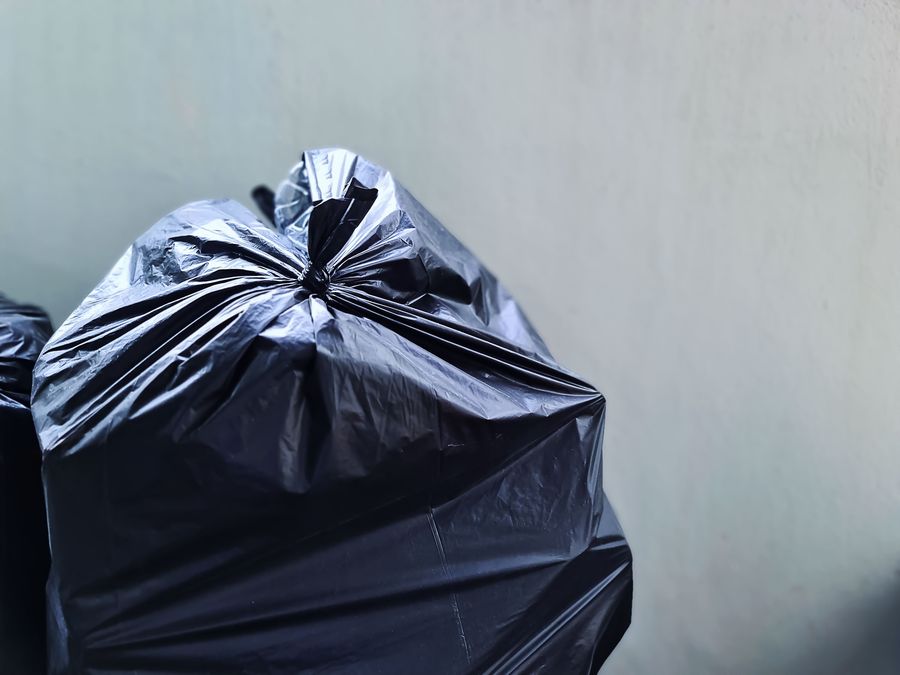 Bin bags tied and ready for collection